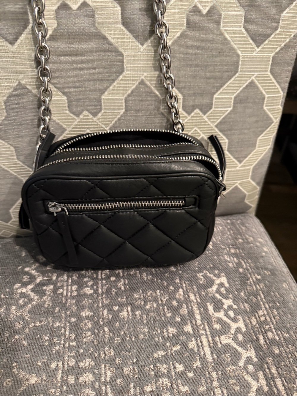 Stand Studio Brynn Panel Quilted Black Chain Bag Never Worn